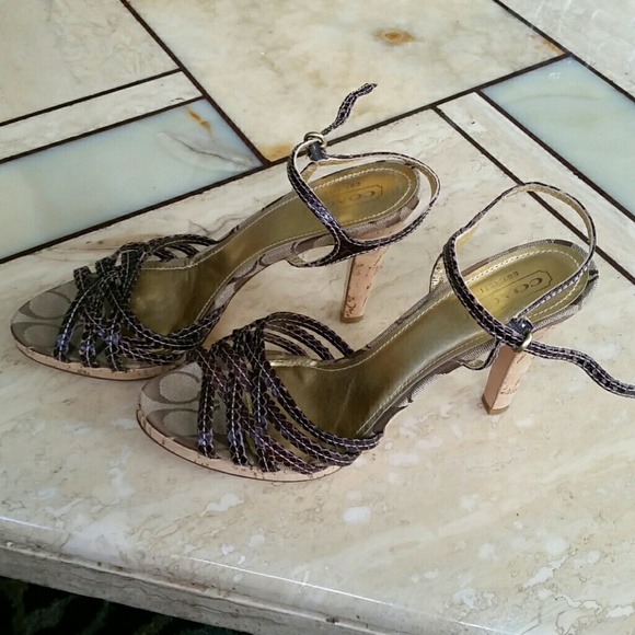 Coach Strappy Cork Heel Sandals 11 - Picture 2 of 3